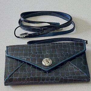 Brighton Blue Patent Leather Wallet/Wristlet/Crossbody Purse
